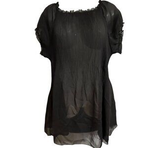 Beware Sheer Top SZ 2X Accordion Stretchy‎ Whimsigoth Edgy Stretchy Made in USA